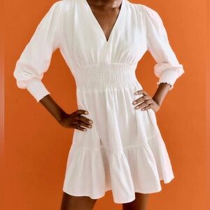 Zara oyster linen blend dress